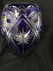 10 3/4 Cobalt Bohemian Czech Cut To Clear Glass Crystal Vase North Whirl Stars