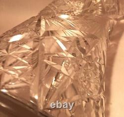 10.5 7 POUNDS! American brilliant cut crystal pitcher thistle art glass vase