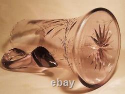 10 AMETHYST cut crystal pitcher vtg flower antique table glass vase purple