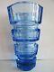 10 Bohemian Hand-engraved Faceted Blue Cut-glass Lead Free Crystal Vase Moser