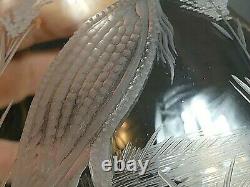 10' Moser Bohemian Clear Crystal Vase/Decanter Intaglio Engraved Cut Art Glass