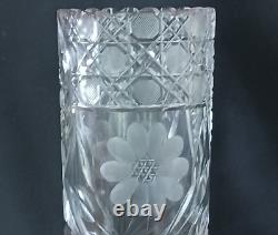 12 Cylinder VASE Hand Cut Lead Crystal DAISY Saw Tooth Rim