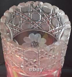 12 Cylinder VASE Hand Cut Lead Crystal DAISY Saw Tooth Rim