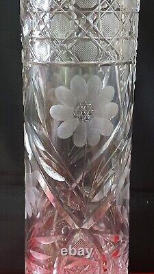 12 Cylinder VASE Hand Cut Lead Crystal DAISY Saw Tooth Rim