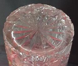 12 Cylinder VASE Hand Cut Lead Crystal DAISY Saw Tooth Rim