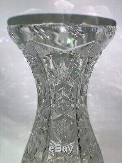 12 H American Brilliant Period ABP Clear Cut Glass Vase Thick Glass Crystal