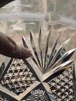 12 Intaglio Cut Glass European American Flared Floral Corset Crystal VASE