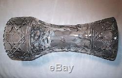 12'' Tall Crystal Corset Style Vase Hand Cut Early 1900's