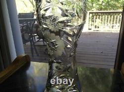 12 Vase Corset Hobstar Flower ABP antique American Brilliant Cut glass crystal