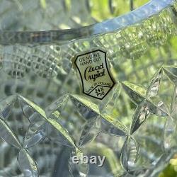 12 hand cut 24% lead crystal Vase Poland flower Goblet? Centerpiece Glass Art