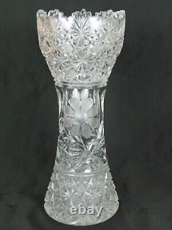 13.75 ABP American Brilliant Period Daisy Pairpoint Cut Crystal Corset Vase