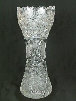 13.75 ABP American Brilliant Period Daisy Pairpoint Cut Crystal Corset Vase