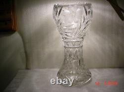 14 American Brilliant Banded Corset Thick Cut Glass Crystal Centerpiece Vase