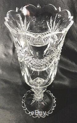 16 Tall TOWLE Diamond Point Swags Fan Cut Crystal Pedestal Vase MINT CONDITION