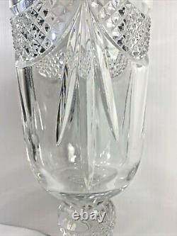 16 Towle 24% Lead Crystal Pedestal Vase Diamond Point Swags Fan Cut