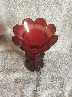 1844 German Bohemian Ruby Cut Crystal Vase Norderney Germany