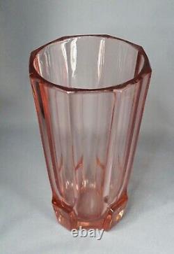 1920s Art Deco Bohemian Czech Moser Josef Hoffmann Pink Glass Crystal Vase