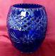 1930s Antique Bohemian Cobalt Blue Crystal Potassium Cut Glass Art Vase