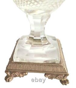 19th Cent Austrian Ormolu Gilded Bronze & Cut Crystal Vase Featuring Bacchus