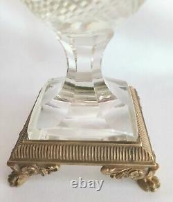 19th Cent Austrian Ormolu Gilded Bronze & Cut Crystal Vase Featuring Bacchus