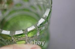 19th Century Continental Green Cut to Clear Cane Pattern Crystal Spill Vase