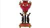 19th Century French Style Fuchsia Cut Crystal And Copper Statuette Vase 44x40x106cm Gv Pg174