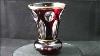 19th Century Handmade Bohemian Cut To Clear Red Vase