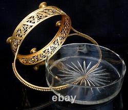 19th French Basket Hand Cut Crystal And Bronze Gilded