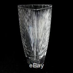 1 (One) TIFFANY & CO PINSTRIPE Cut Lead Crystal 7 Triangular Vase DISC. Signed