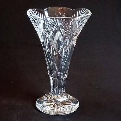 1 (One) WATERFORD PEACOCK CUT Rare Crystal 10 Footed Vase-Signed RETIRED