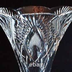 1 (One) WATERFORD PEACOCK CUT Rare Crystal 10 Footed Vase-Signed RETIRED