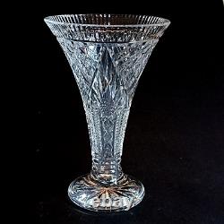 1 (One) WATERFORD VINTAGE Cut Crystal 10 in Footed Vase Signed DISCONTINUED