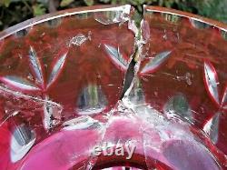2 Victorian Mantle Lusters Cranberry/ Red Cut To Clear 16 Crystal Prisms 10.75