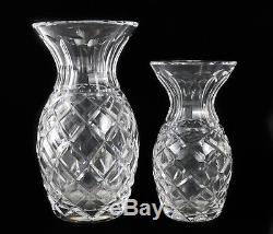 2pc Waterford Crystal Giftware Vases 7 and 5.5, cris cross cuts