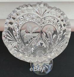 4 Pcs HOFBAUER Diamond Cut Crystal Byrdes/Birds Candlestick Holders Prisms Vase