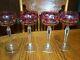 4 Rare Val St Lambert Cranberry Wine Hock Glasses Goblets 7 1/8 Cut To Clear