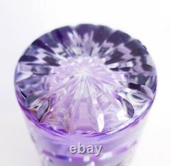 6 Amethyst Glasses Highball Cocktail Cut Crystal Pinwheel Decoration Set Vintage