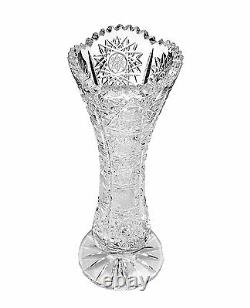 8H Crystal Cut Decorative Flower Vase, Centerpiece Bud Vase, Wedding Gift