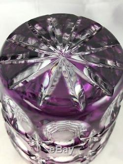 8 KUSAK Label West Germany Amethyst Purple Cut to Clear Crystal Vase