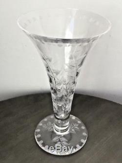 8 William Yeoward Clear Cut Crystal Titania Trumpet Vase England signed Perfect
