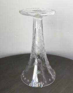 8 William Yeoward Clear Cut Crystal Titania Trumpet Vase England signed Perfect