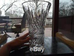 9-1/2 Flower VASE Germany Lausitzer Glass 24% Lead Crystal vintage cut swirl