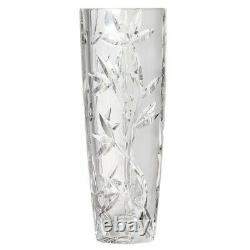 9 1/2 inch Clematis Crystal Flower Vase, Clear, Hand-Cut in Russia