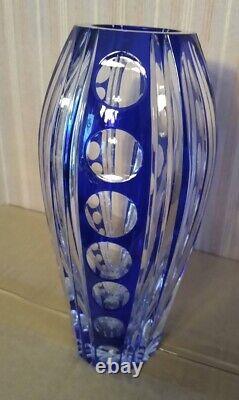 9 Bohemia Hand-Cut Blue & Clear Crystal Vase