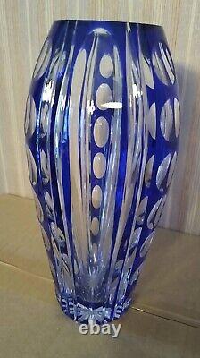 9 Bohemia Hand-Cut Blue & Clear Crystal Vase