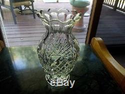 9 Flower Vase, Glass Cut Lead Crystal Waterford Dunmore scallop rim diamond fan