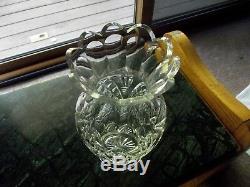 9 Flower Vase, Glass Cut Lead Crystal Waterford Dunmore scallop rim diamond fan