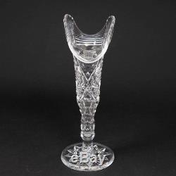 ABP American Brilliant Cut Crystal 12.25 T Vase Flared Folded Top Clear Glass