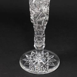 ABP American Brilliant Cut Crystal 12.25 T Vase Flared Folded Top Clear Glass