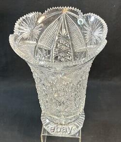 ABP American Brilliant Cut Crystal Vase EUC! 8.5 No Chips (AKZ)